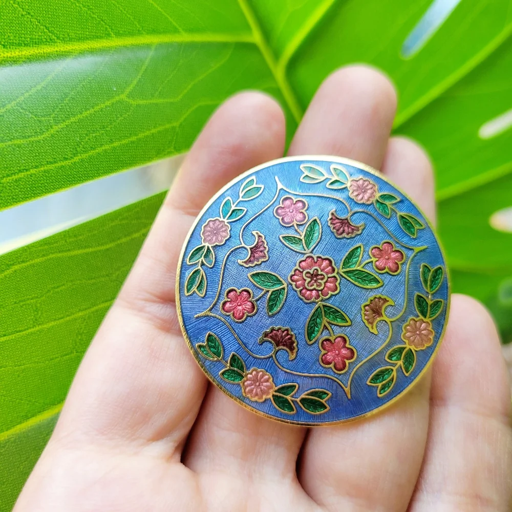 Vintage Floral Enamel Brooch Pin